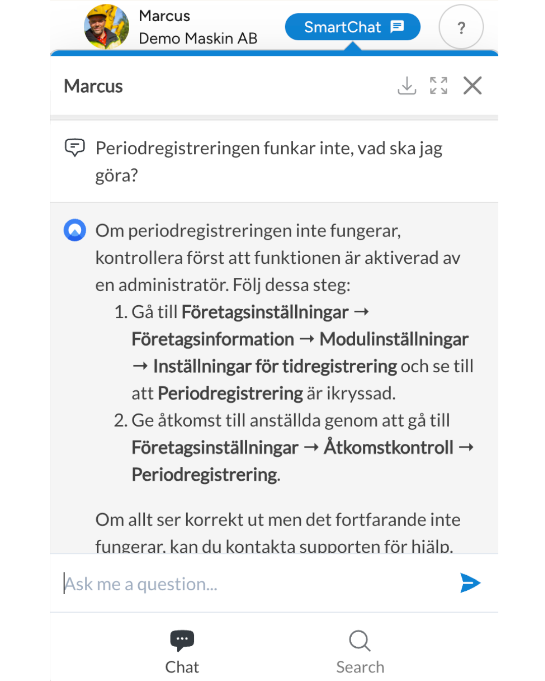Smartchat exempel