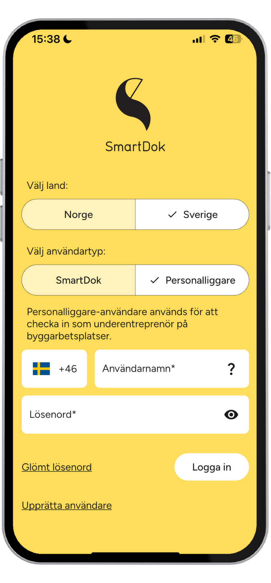 Personalliggare i SmartDok appen