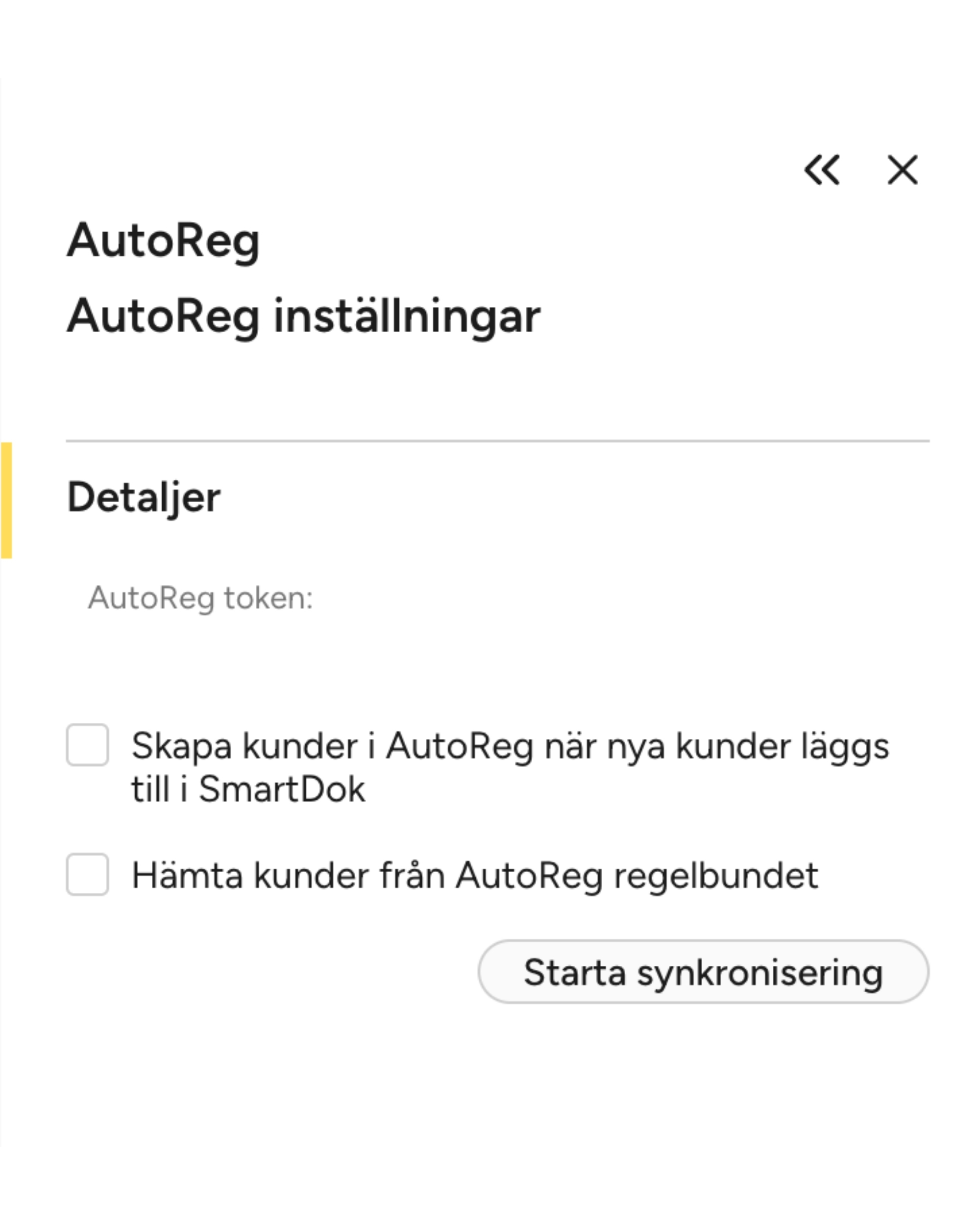 SmartDok AutoReg synk i systemet