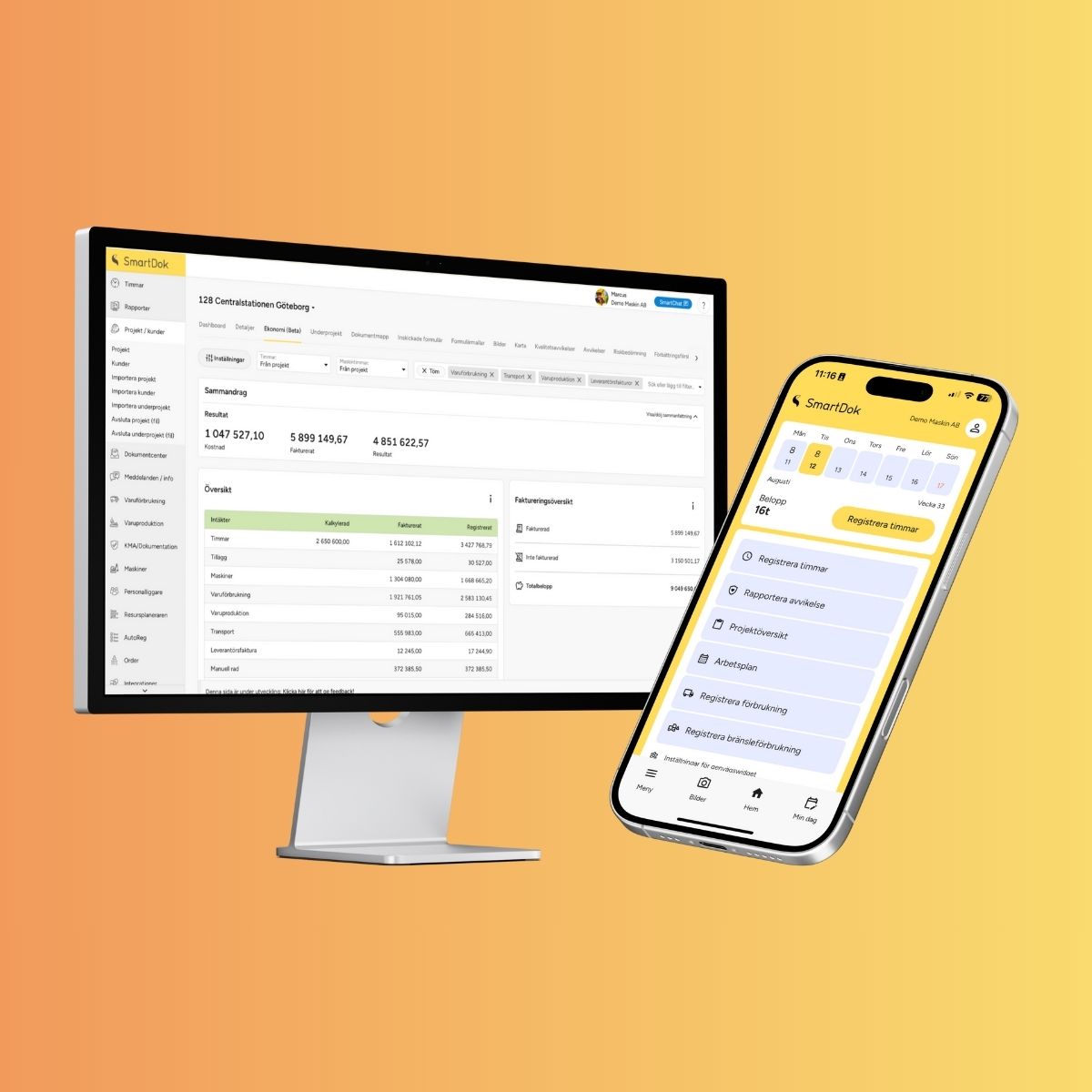 Tidrapportering för bygg
