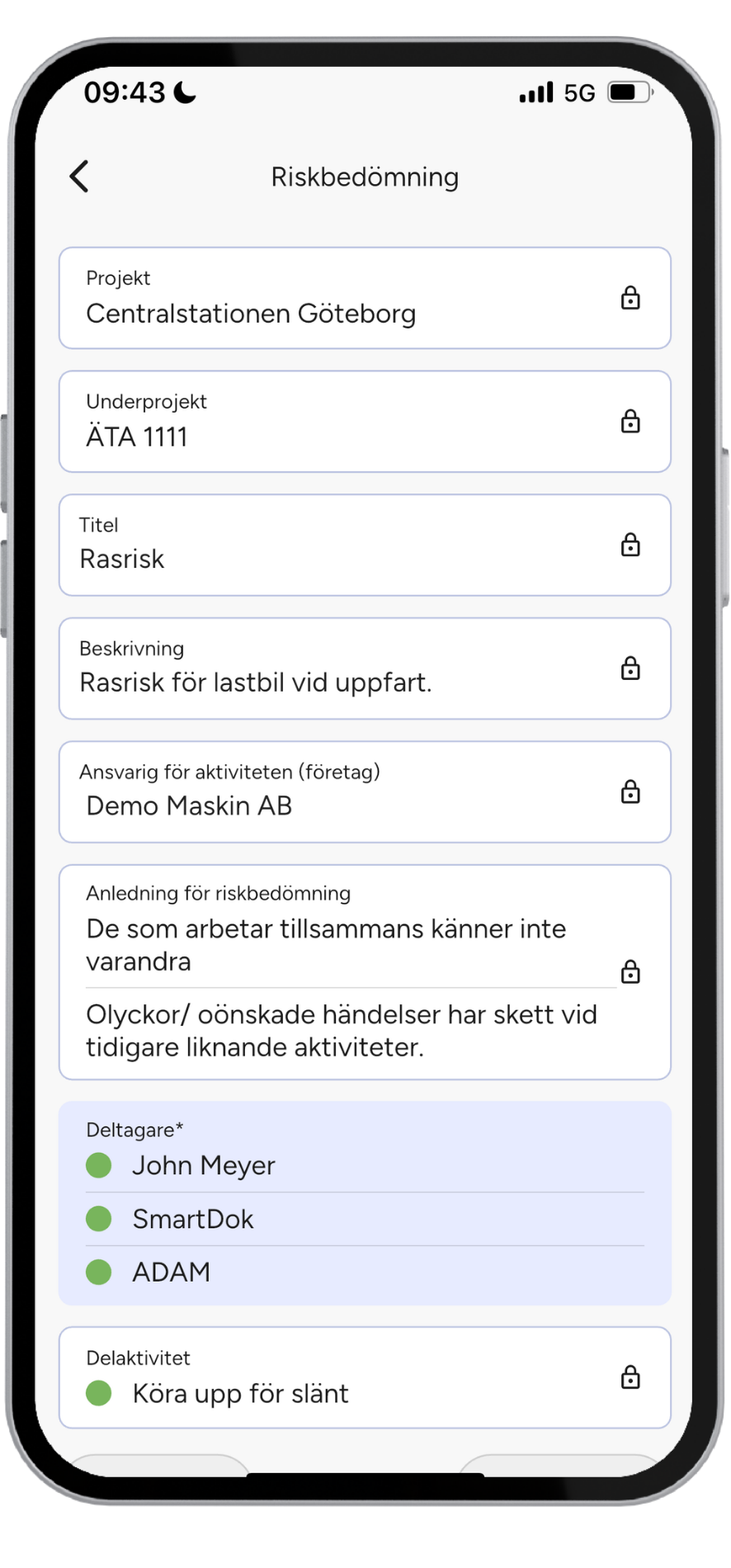 Riskbedömning i appen