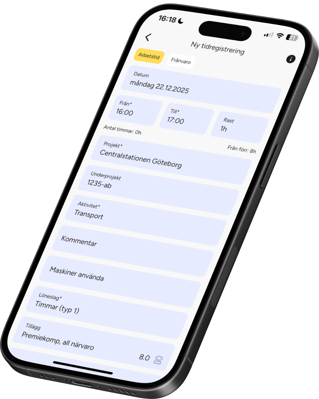 Ny tidsregistrering i SmartDok
