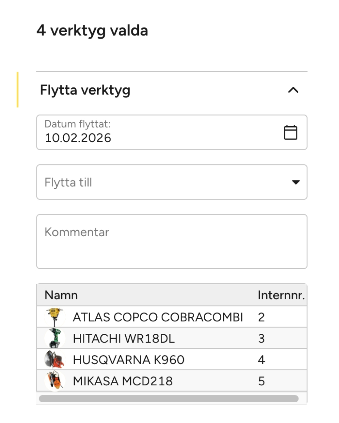 Flytta flera verktyg samtidigt