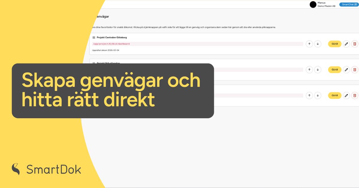 Skapa genvägar och hitta rätt dirket