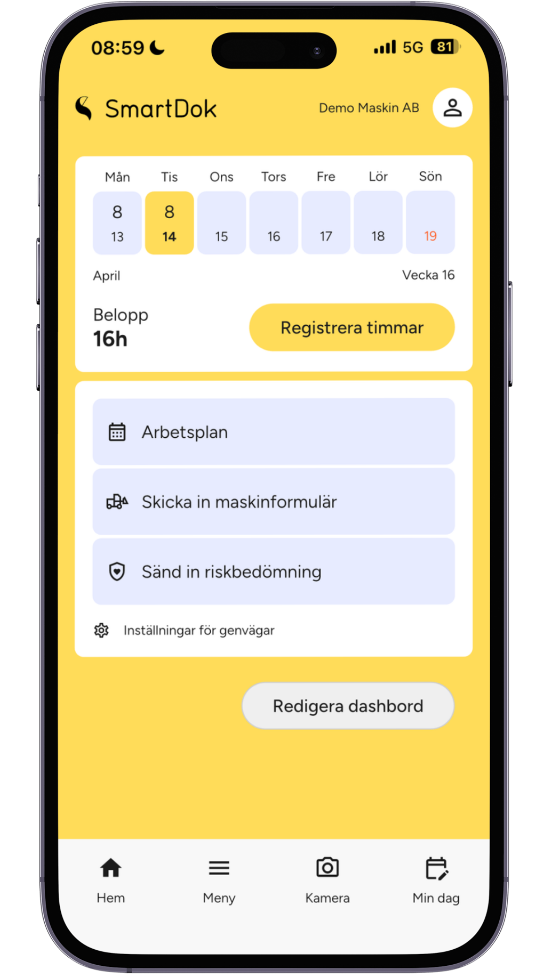 SmartDok appen ljust läge