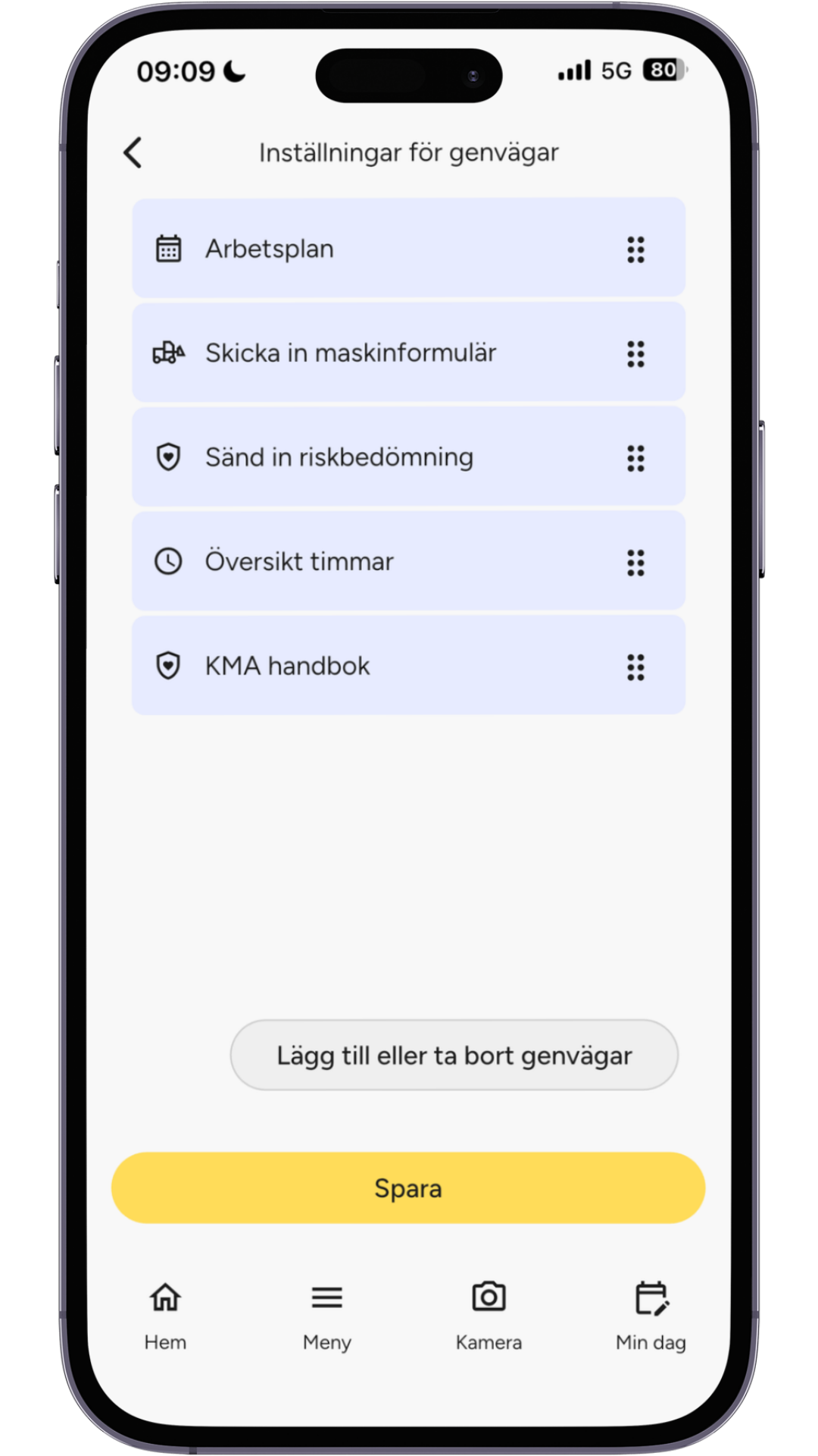 Inställningar för genvägar app Inställningar för genvägar app