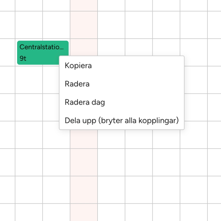 Högerklick på planblock Högerklick på planblock